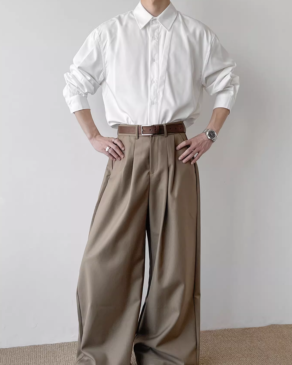 レイヤーデザインコリアンシャツ mf3591