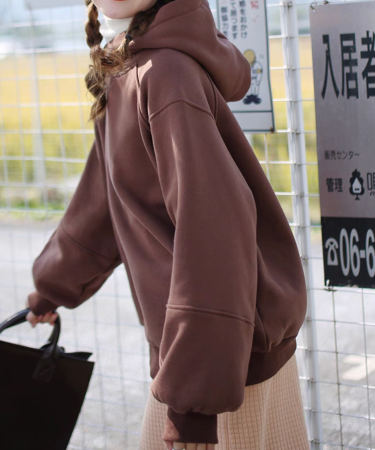 ゴールドボタン裏ボアボリュームフーディ