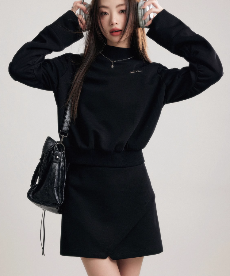 ハイネックバックメッセージトップス【セットアップ可能】