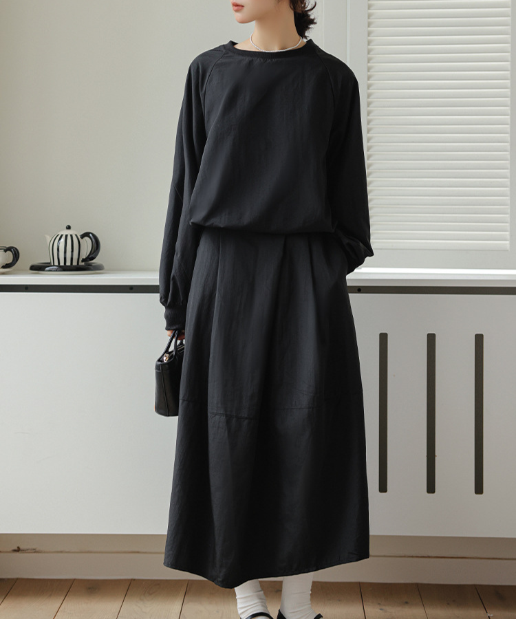 裾絞りプルオーバー+ベーシックスカート2点セット