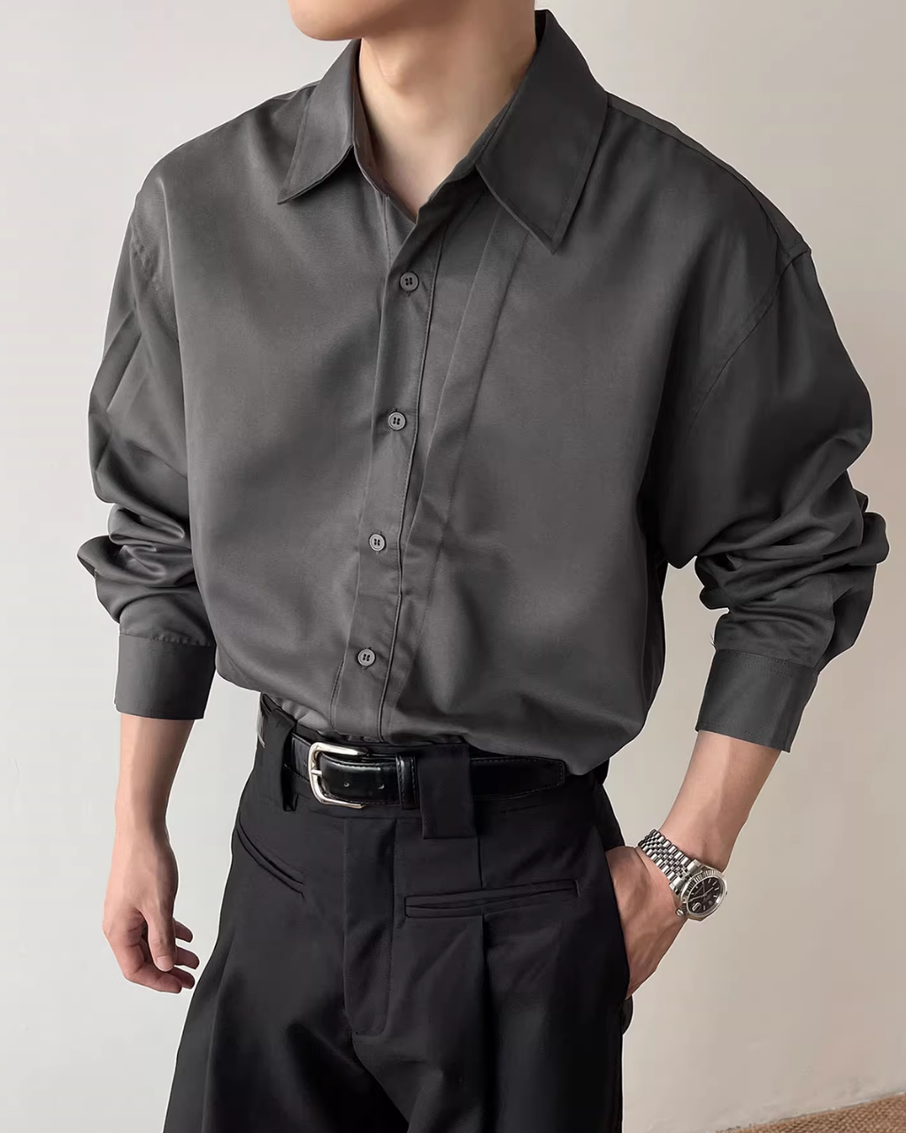 レイヤーデザインコリアンシャツ mf3591