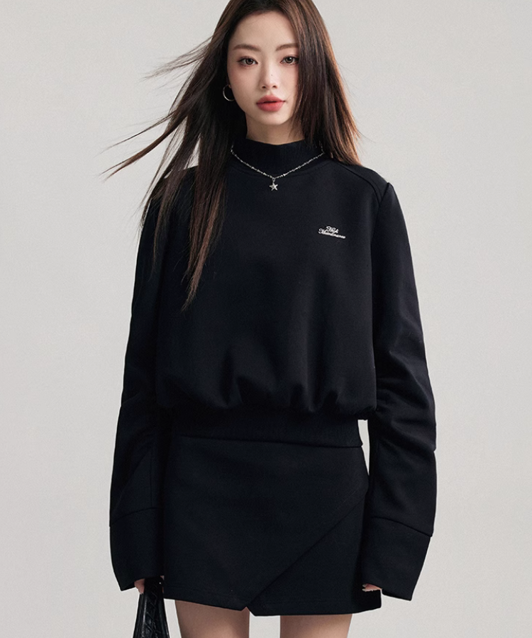 ハイネックバックメッセージトップス【セットアップ可能】