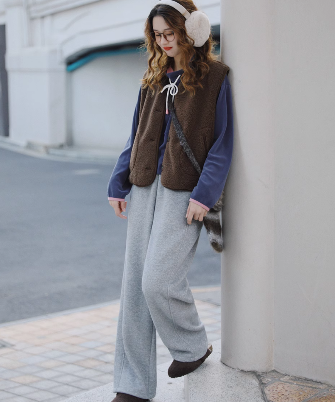 配色パイピングスタンドフリーススウェット