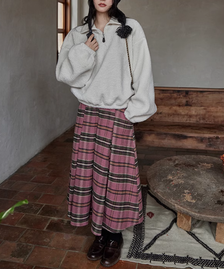 リラックスフィットハーフジップボアスウェット