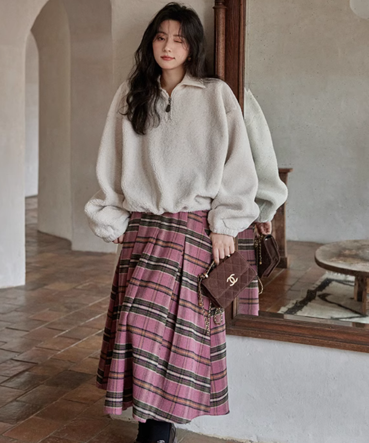 リラックスフィットハーフジップボアスウェット