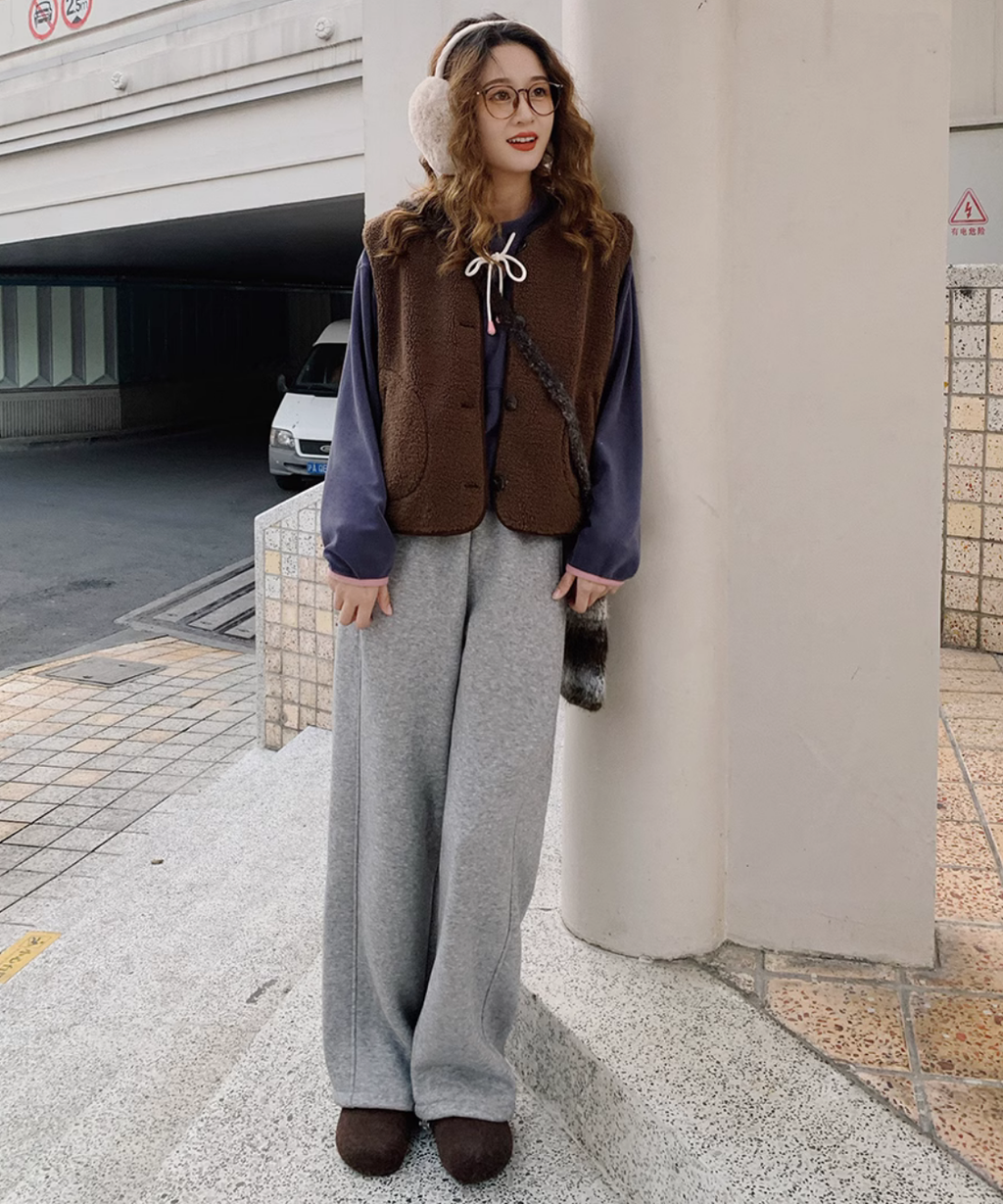 配色パイピングスタンドフリーススウェット