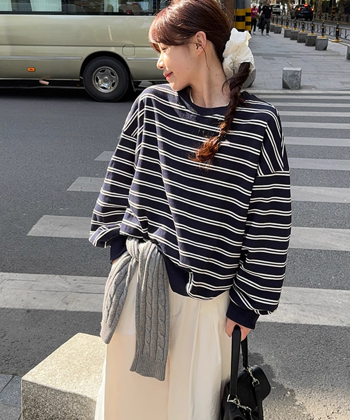 ボーダープルオーバースウェット