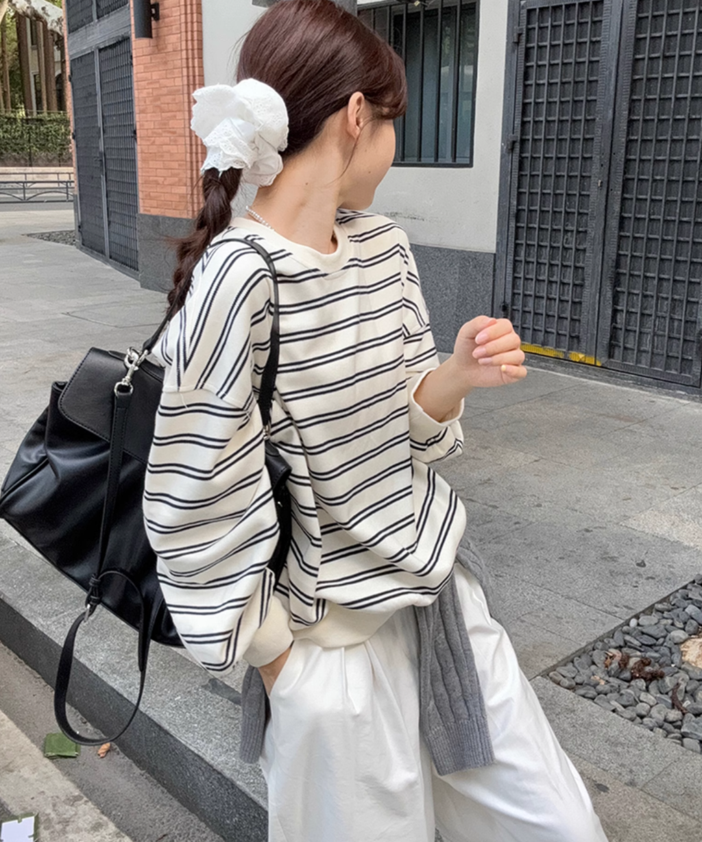 ボーダープルオーバースウェット