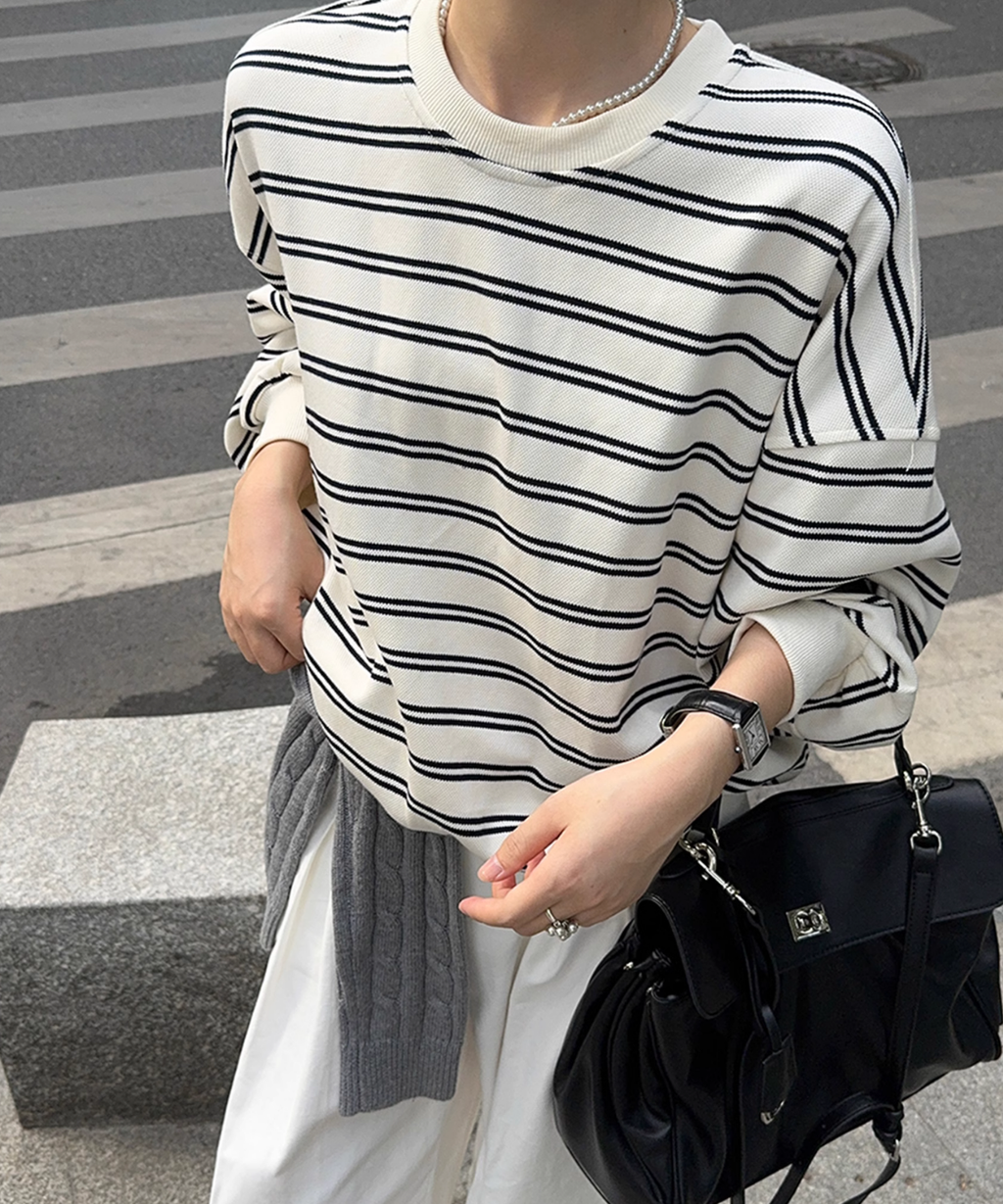 ボーダープルオーバースウェット