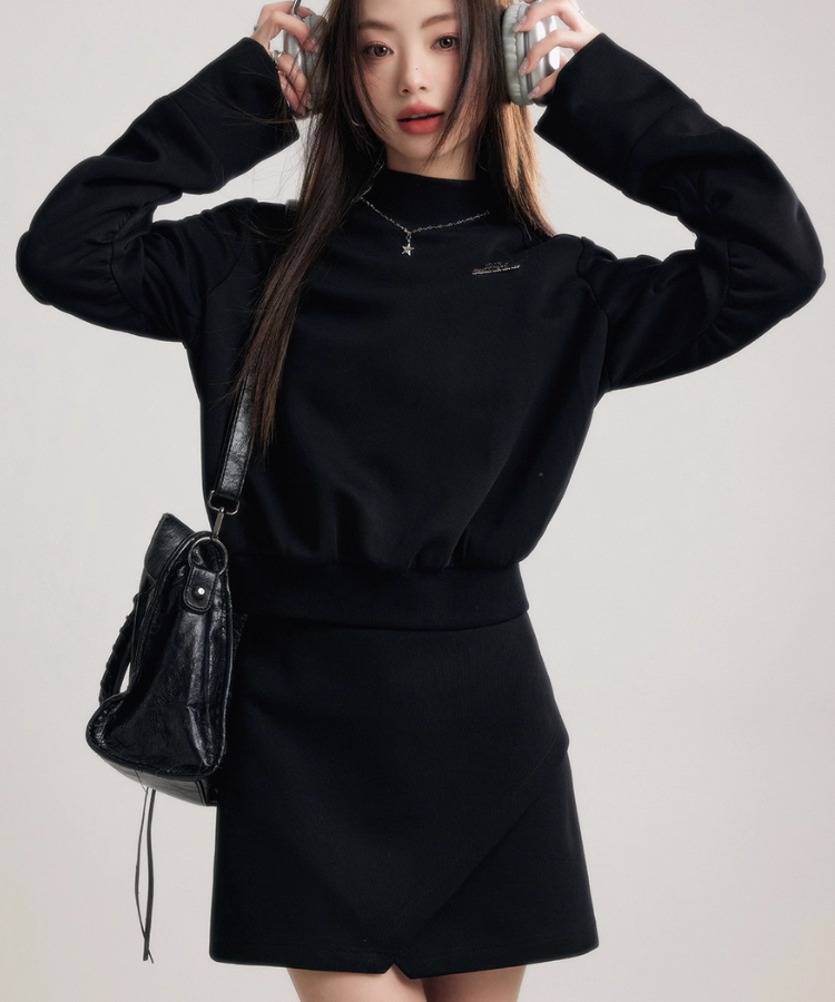 ハイネックバックメッセージトップス【セットアップ可能】