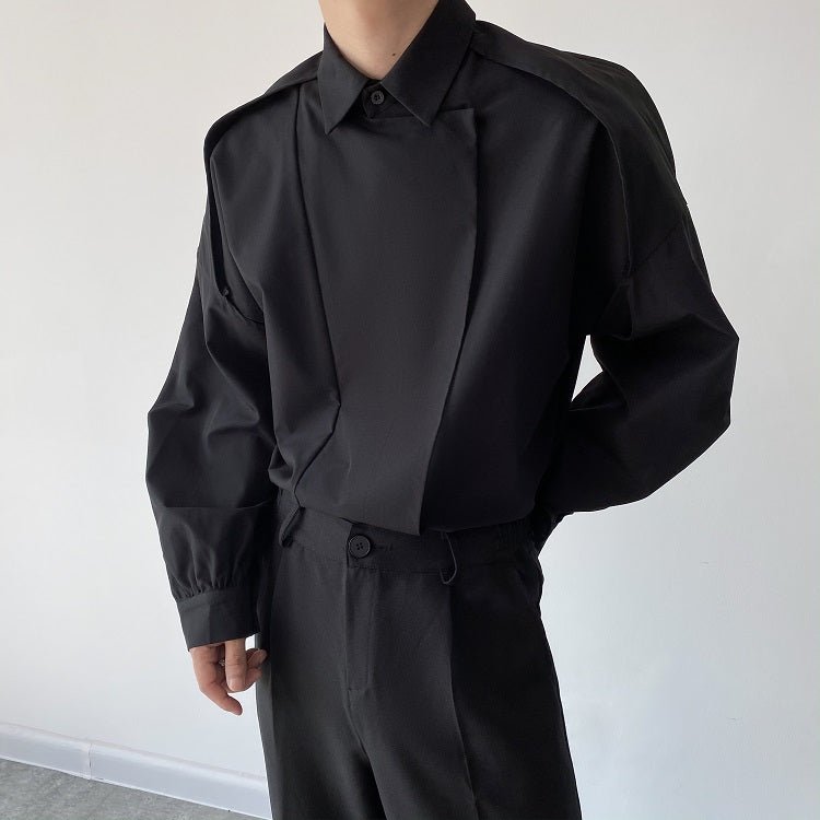 2wayクラシックデザインモノトーンシャツ mf1637