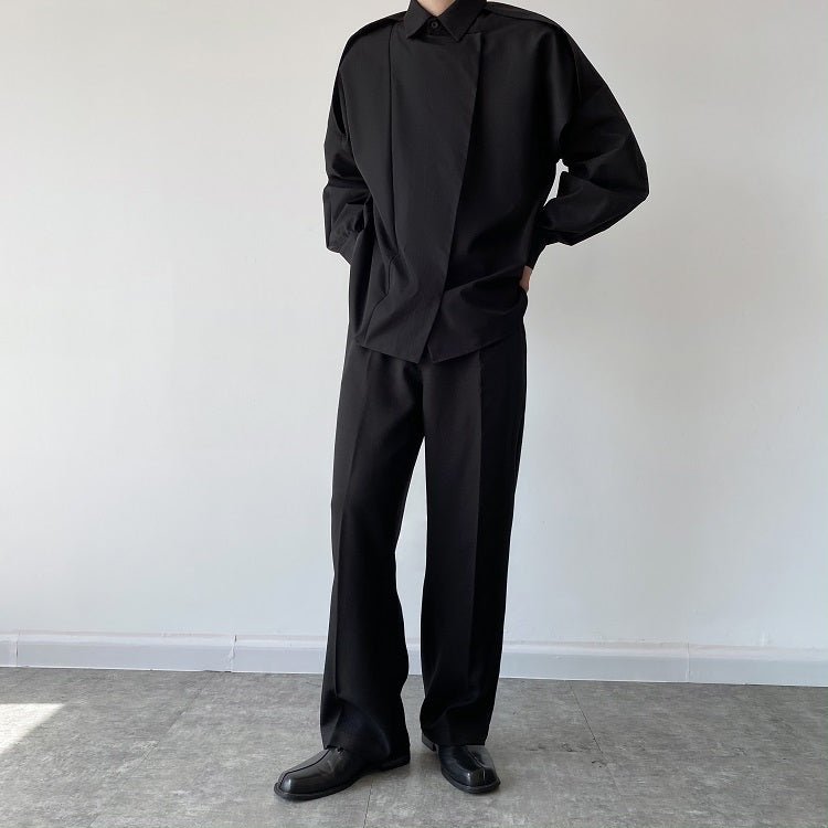 2wayクラシックデザインモノトーンシャツ mf1637