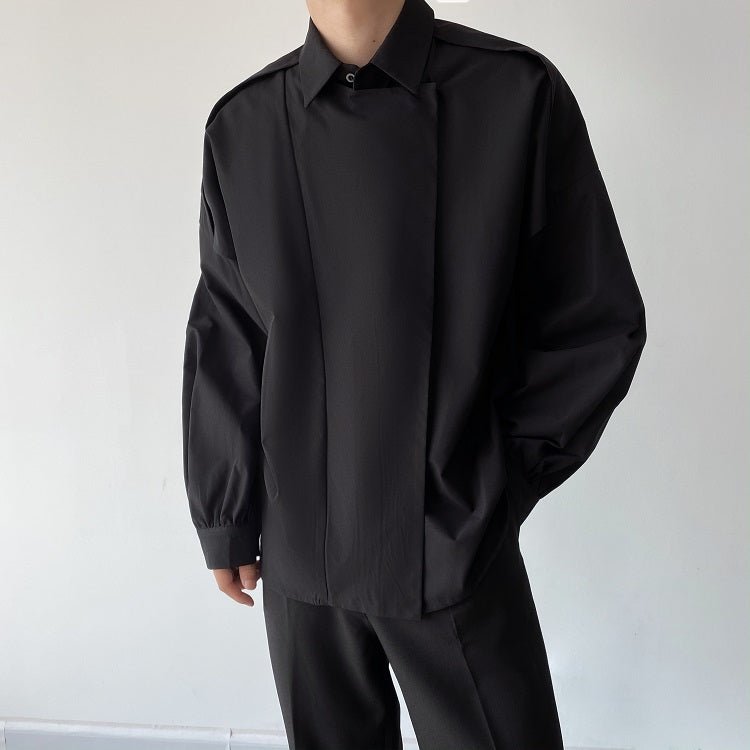 2wayクラシックデザインモノトーンシャツ mf1637