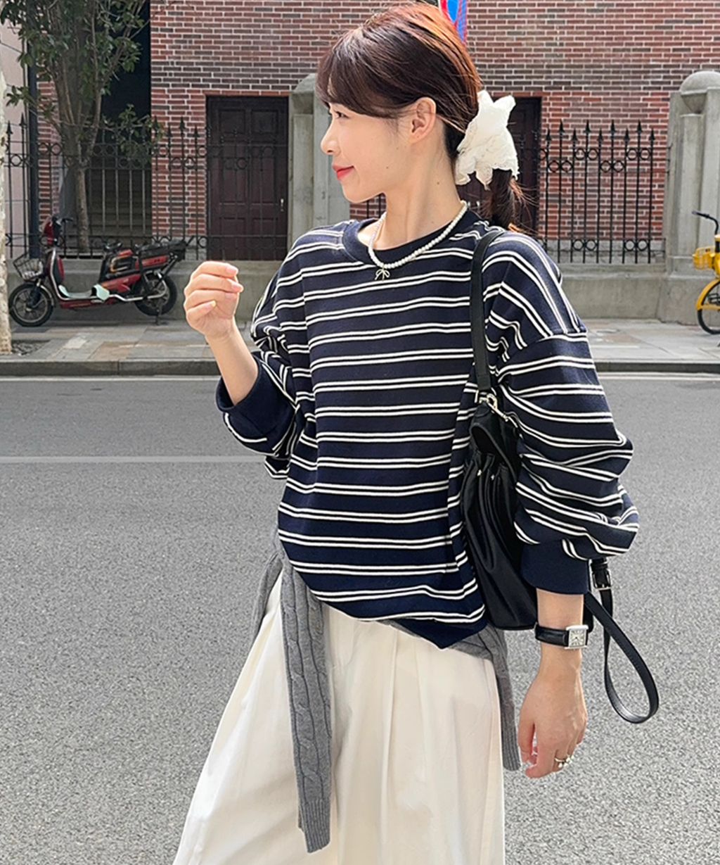 ボーダープルオーバースウェット