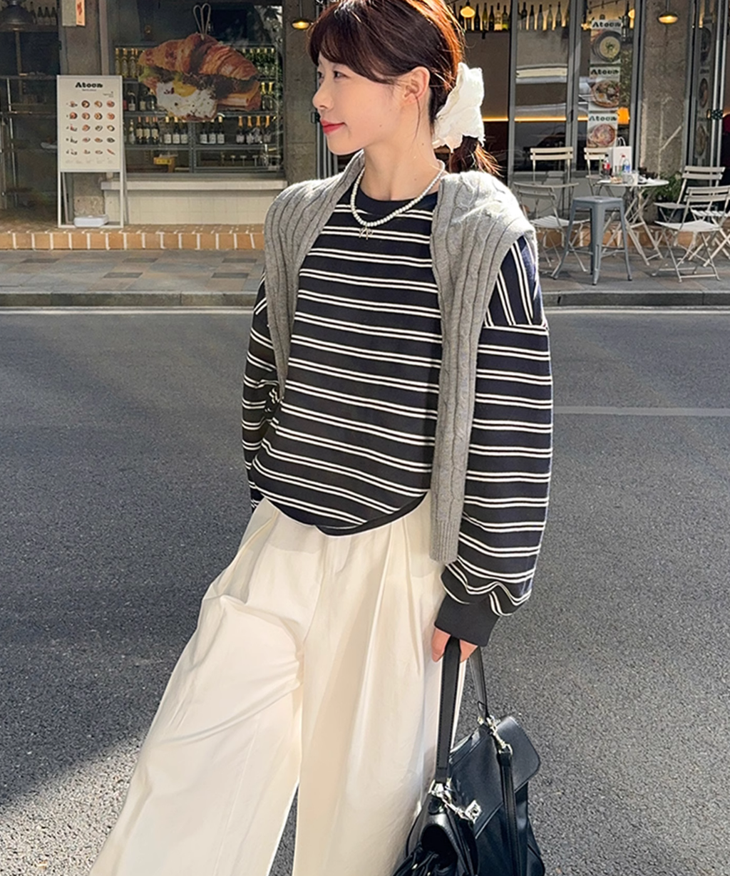 ボーダープルオーバースウェット