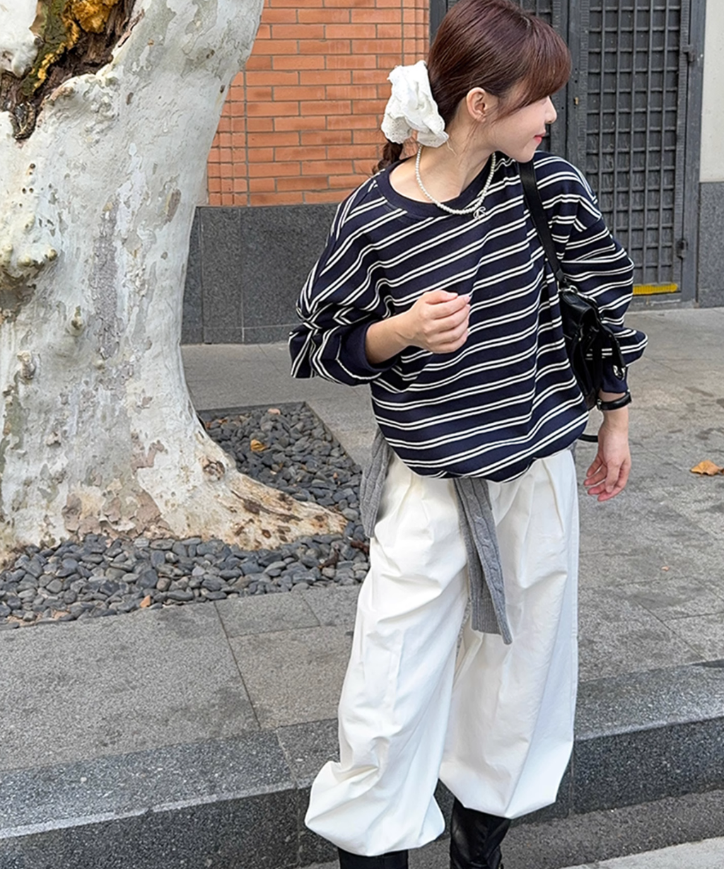 ボーダープルオーバースウェット