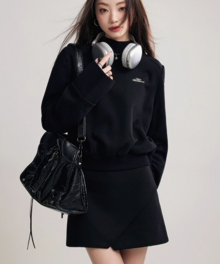 ハイネックバックメッセージトップス【セットアップ可能】