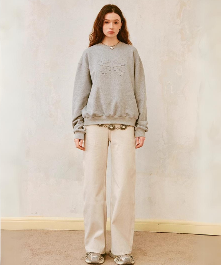 シャーリングアーム立体リボンスウェットプルオーバー