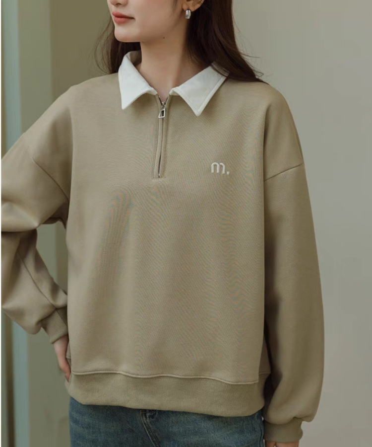 ハーフジップラペルプルオーバー