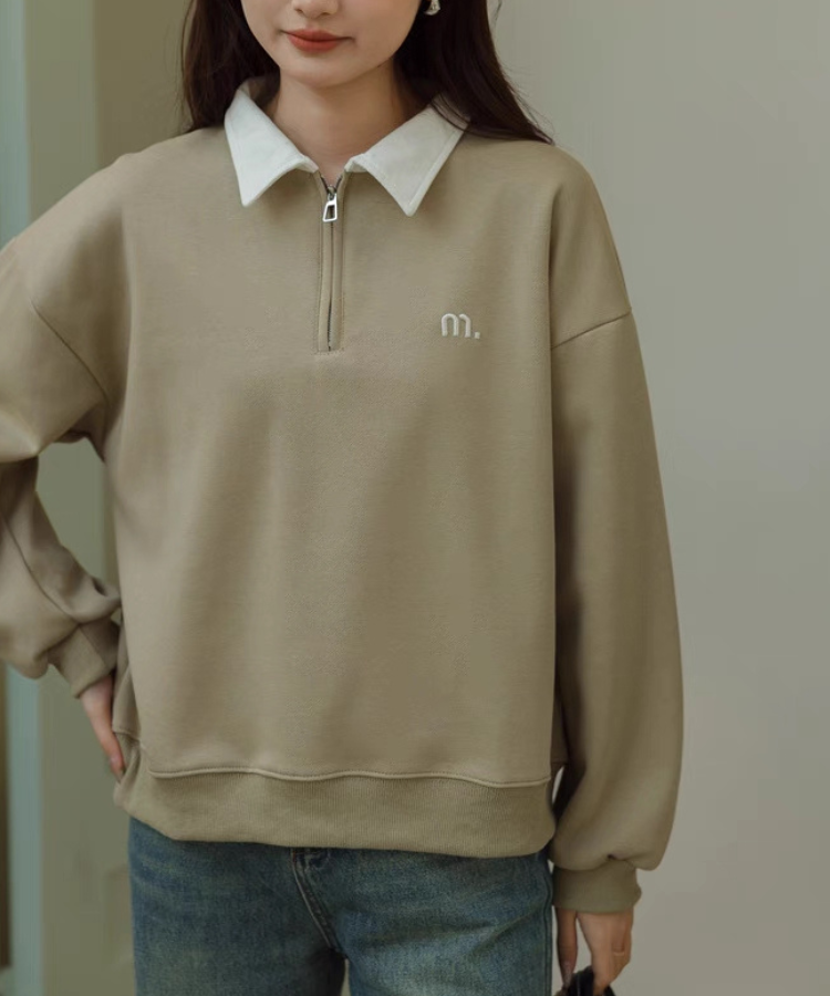 ハーフジップラペルプルオーバー