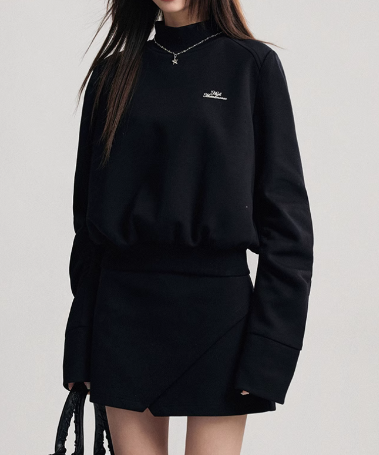 ハイネックバックメッセージトップス【セットアップ可能】