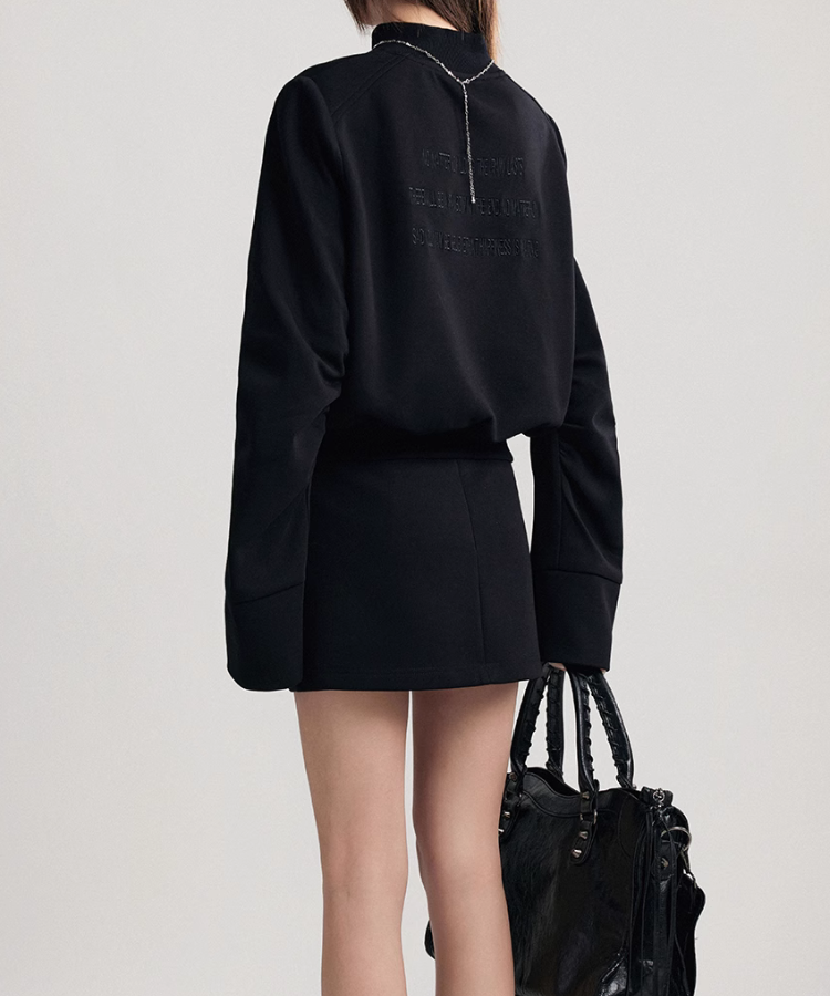 ハイネックバックメッセージトップス【セットアップ可能】