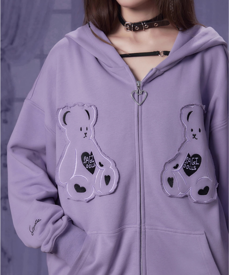 Wベア耳付きスウェットフーディ