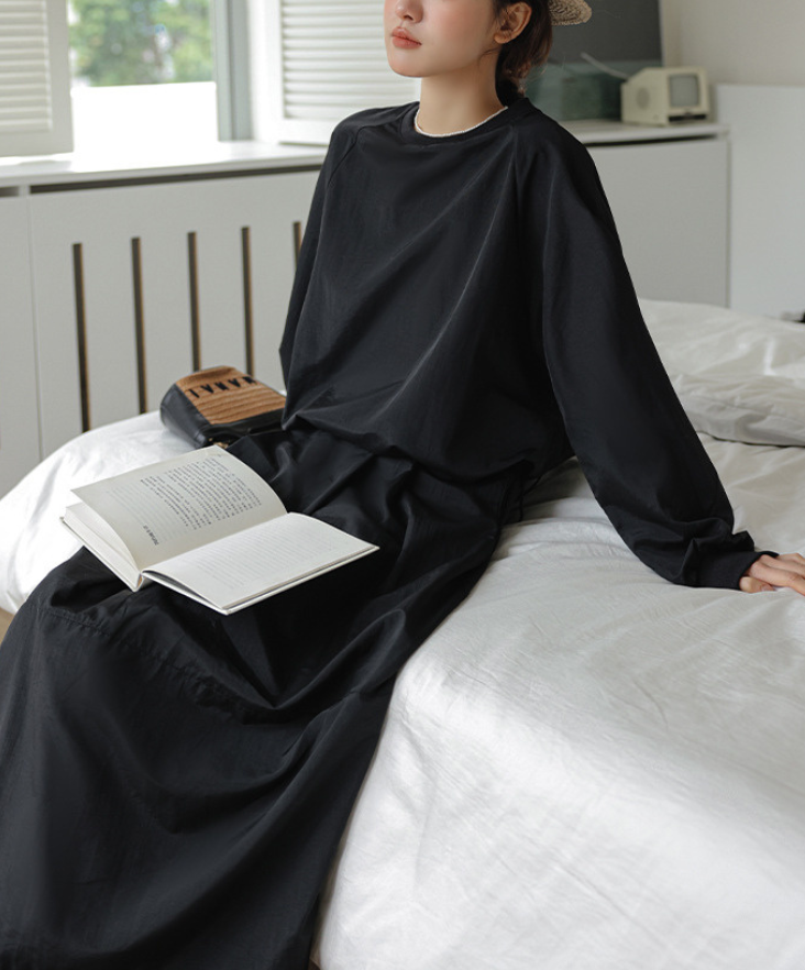 裾絞りプルオーバー+ベーシックスカート2点セット