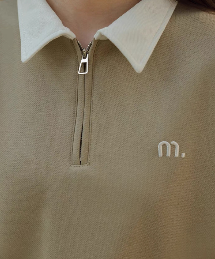 ハーフジップラペルプルオーバー