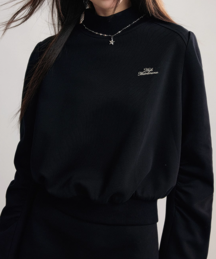 ハイネックバックメッセージトップス【セットアップ可能】