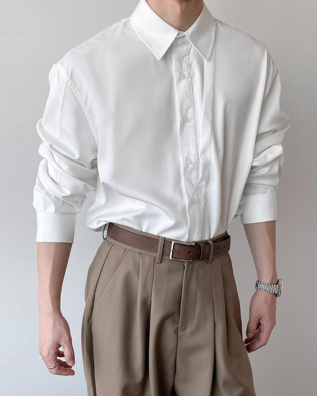 レイヤーデザインコリアンシャツ mf3591