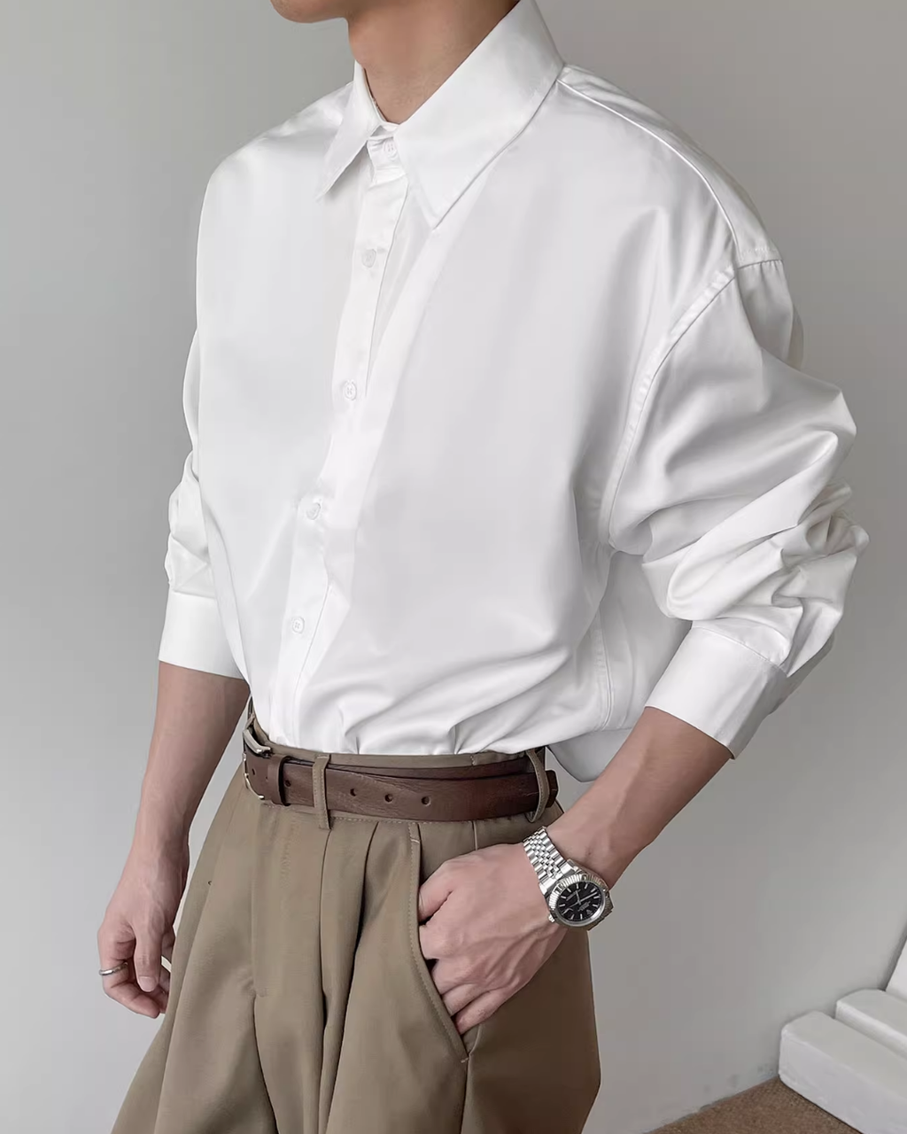 レイヤーデザインコリアンシャツ mf3591