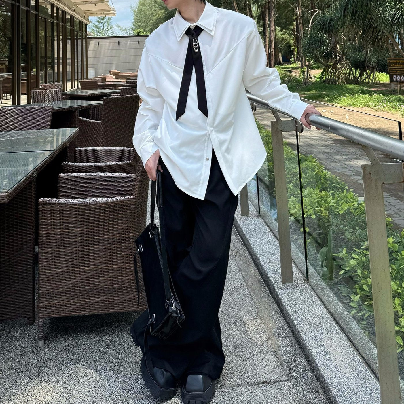 モノトーンタイデザインモードシャツ mf3102