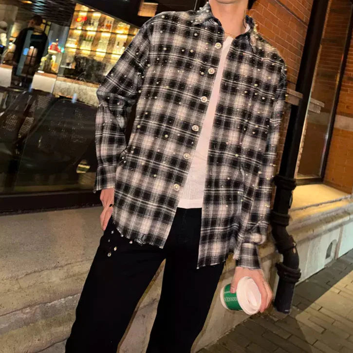 パールシャインチェックシャツ mf3208