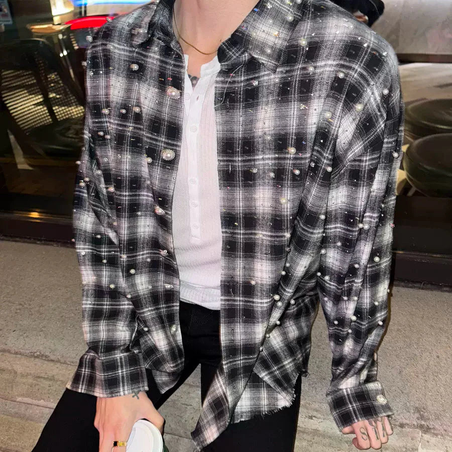 パールシャインチェックシャツ mf3208