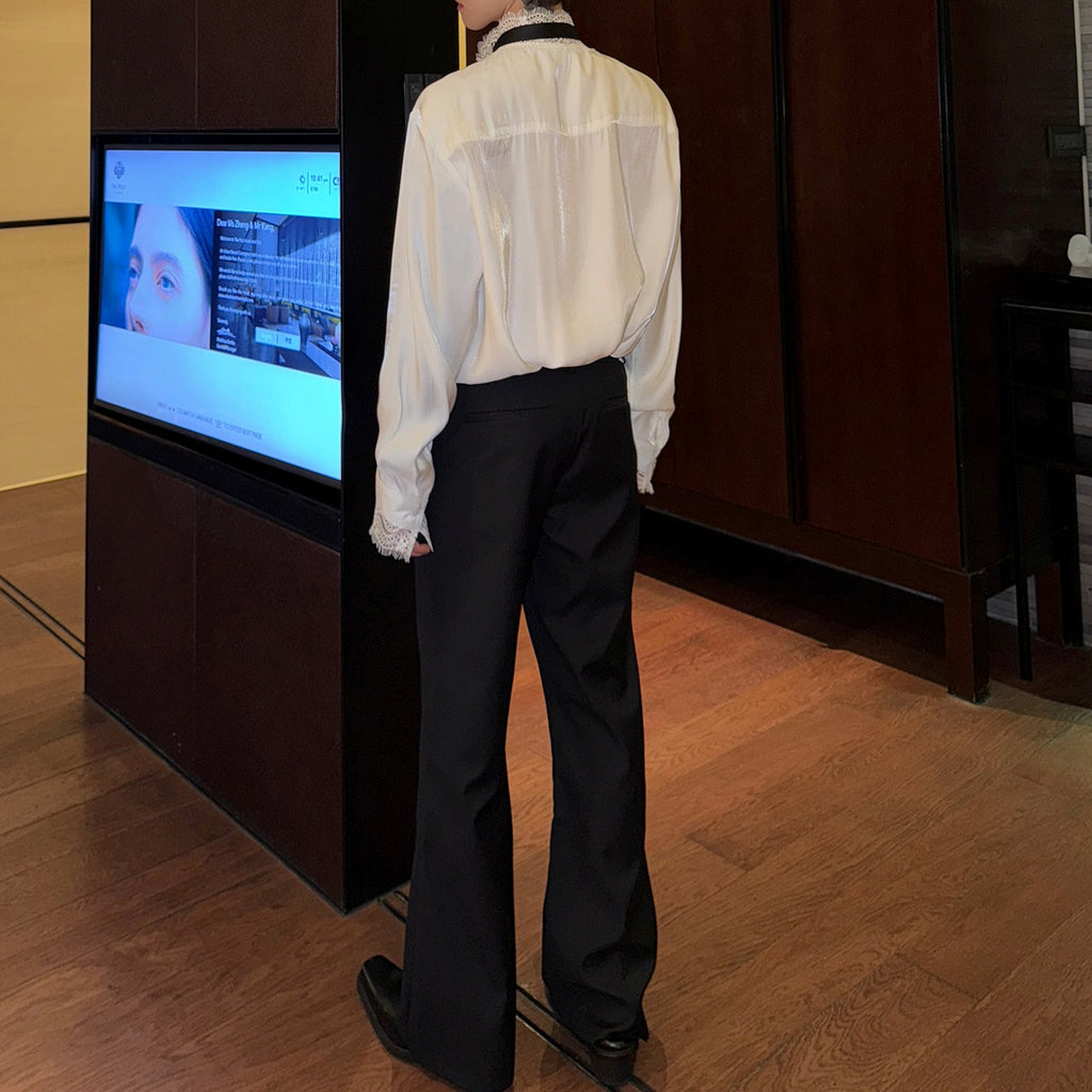 レースサテンクラシカルシャツ mf3310