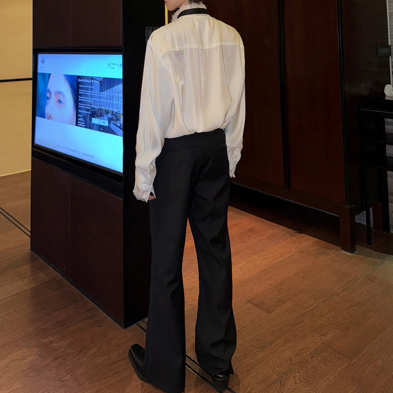 レースサテンクラシカルシャツ mf3310