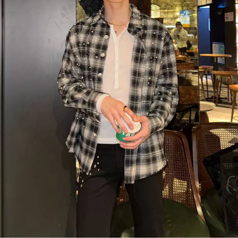 パールシャインチェックシャツ mf3208