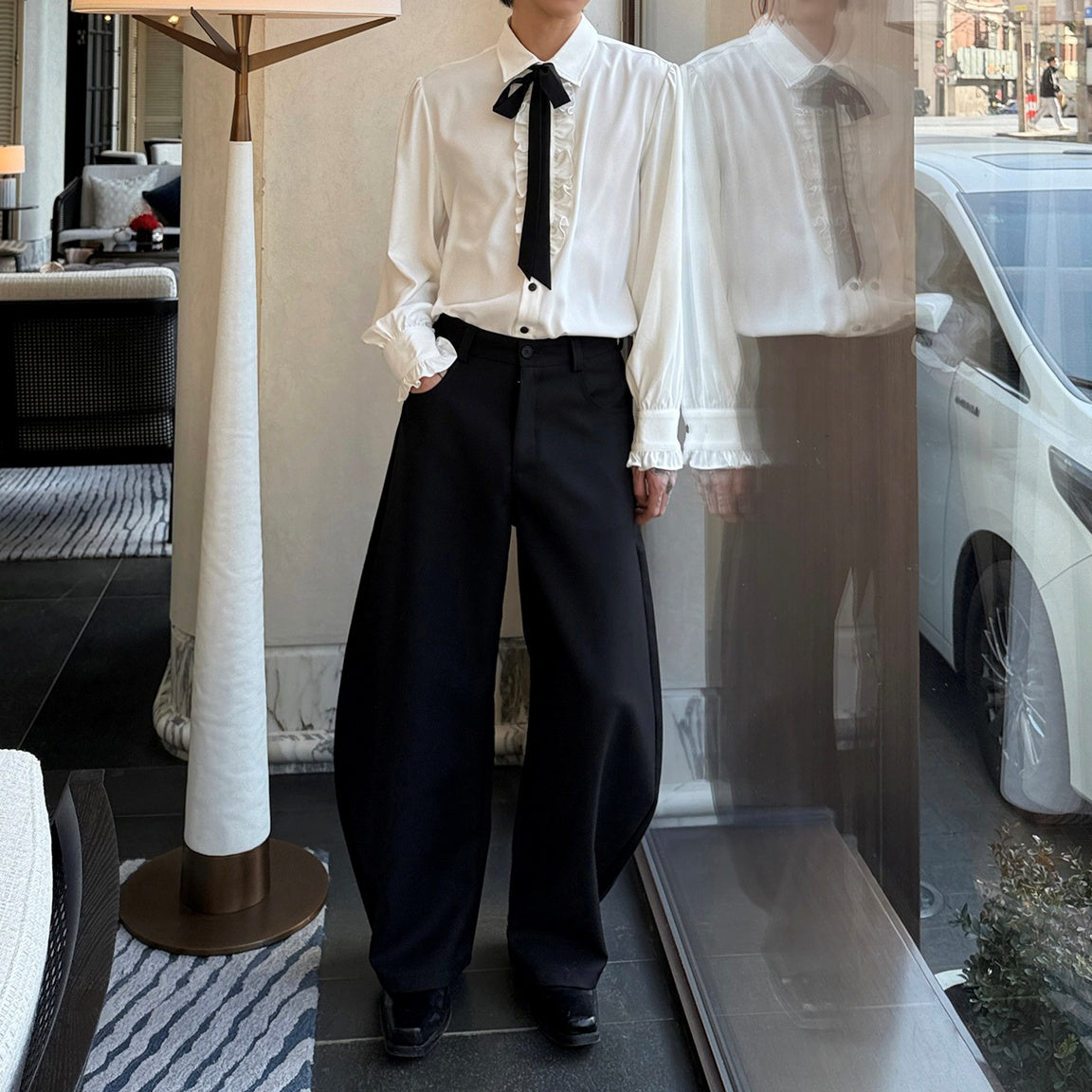 フリルリボンタイコリアンシャツ mf3218