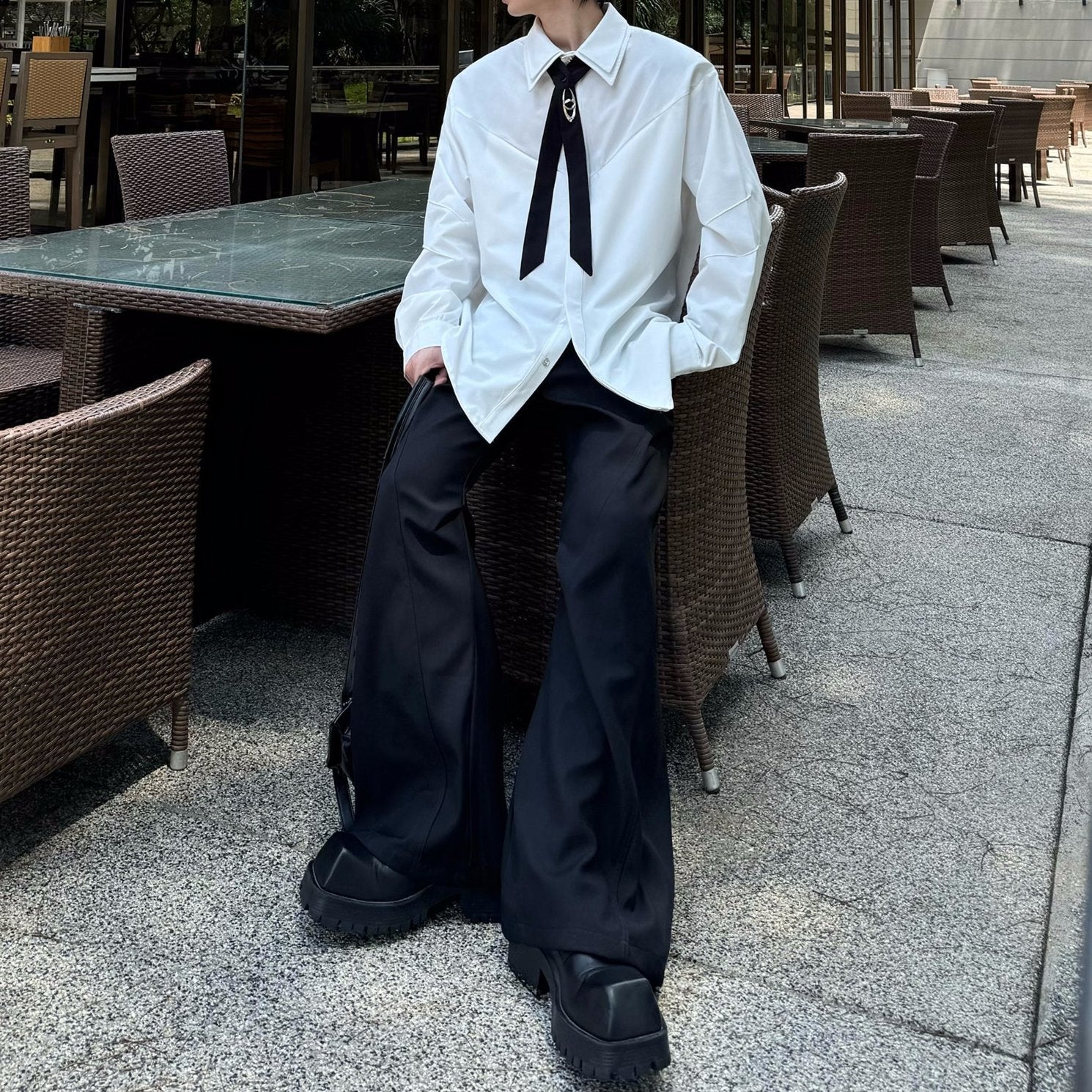 モノトーンタイデザインモードシャツ mf3102