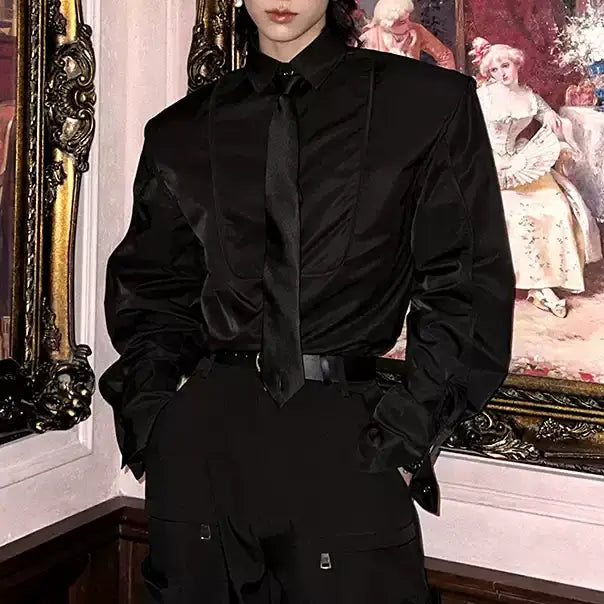 モードサテンタッチネクタイシャツ mf2938