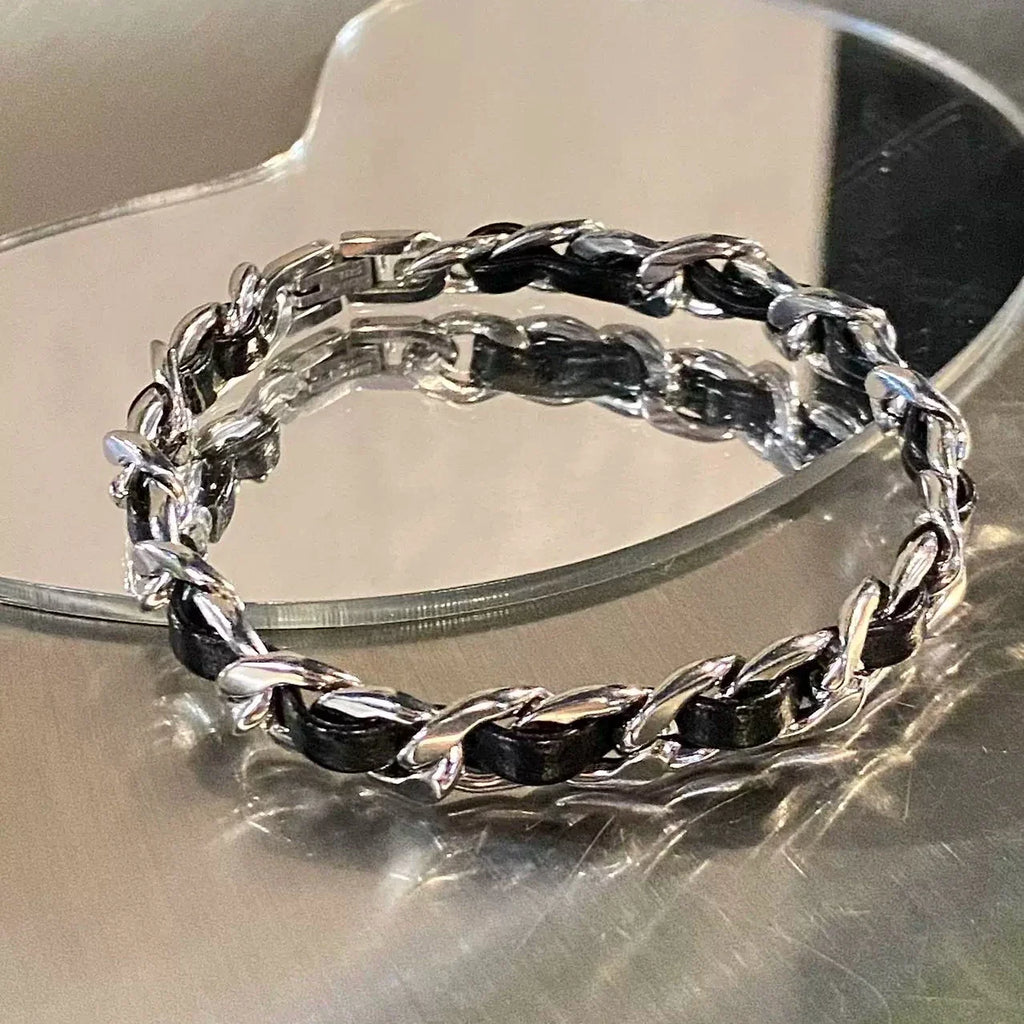 ヴィンテージチェーンレザーブレスレット mf2896