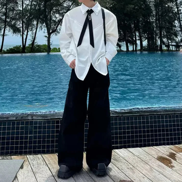 モノトーンタイデザインモードシャツ mf3102