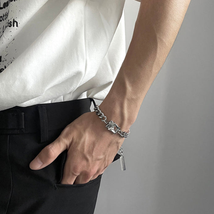 クリスタルシルバーコリアンブレスレット mf3437