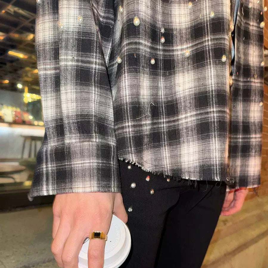 パールシャインチェックシャツ mf3208