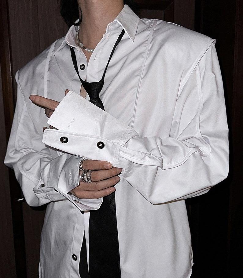 モードサテンタッチネクタイシャツ mf2938