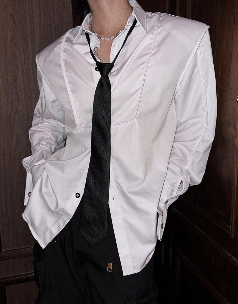 モードサテンタッチネクタイシャツ mf2938