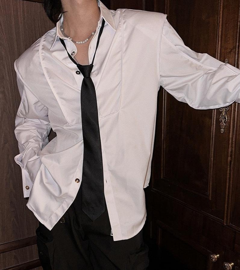 モードサテンタッチネクタイシャツ mf2938