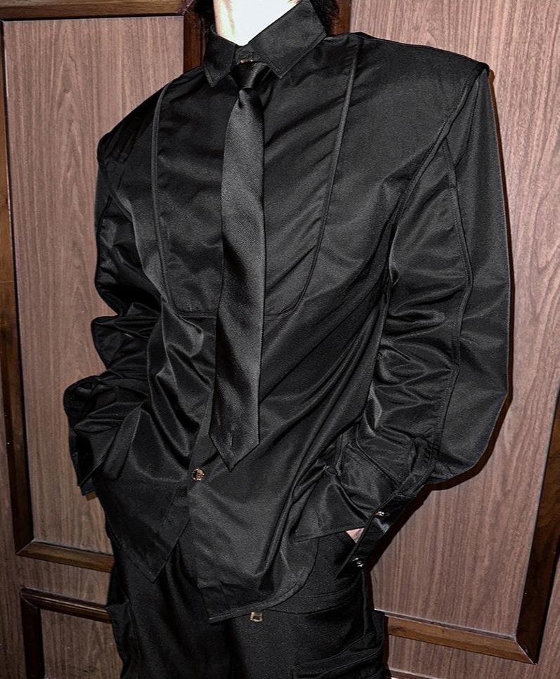 モードサテンタッチネクタイシャツ mf2938