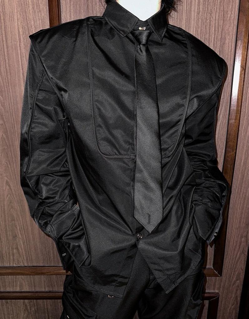 モードサテンタッチネクタイシャツ mf2938